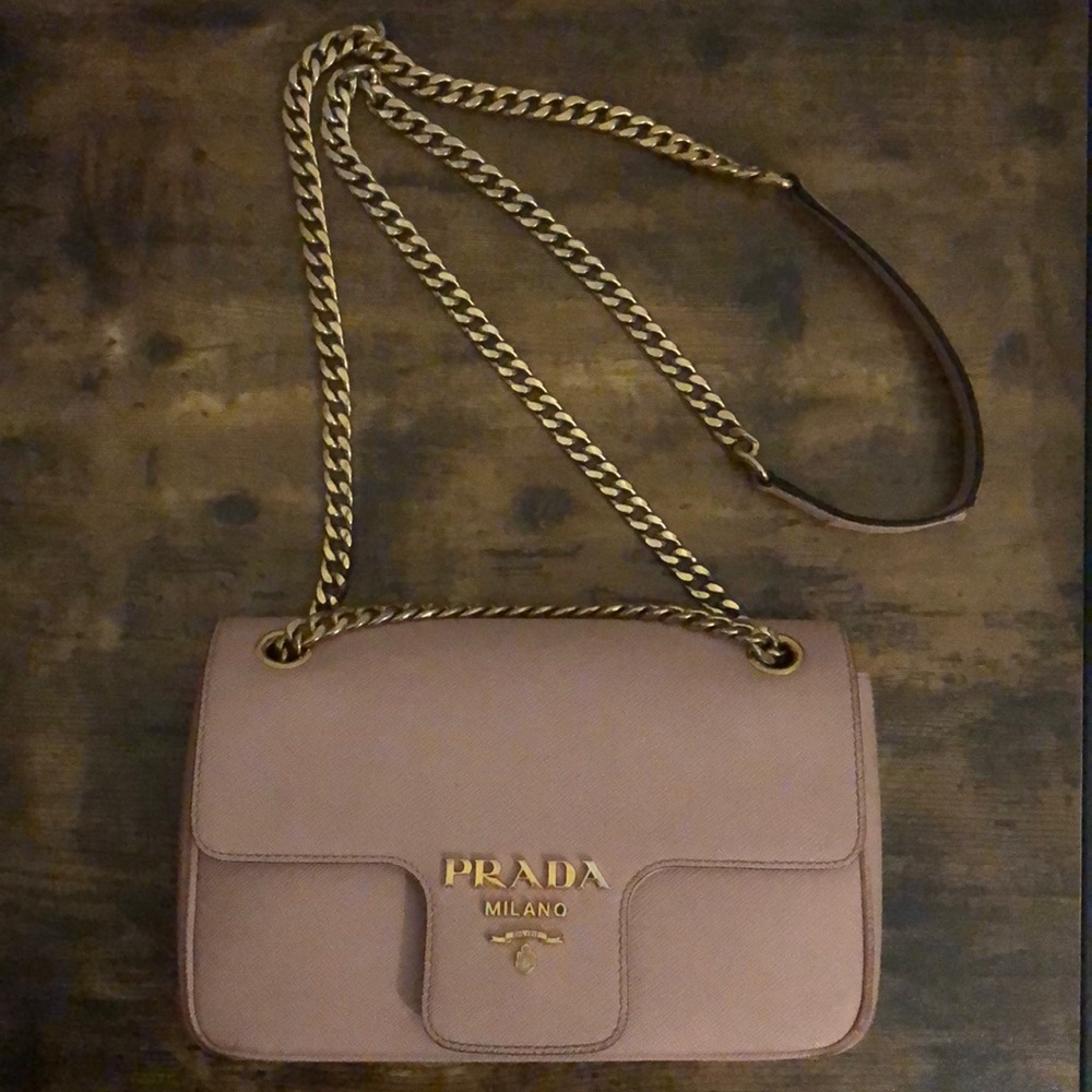 Used Prada Saffiano crossbody in color orchidea